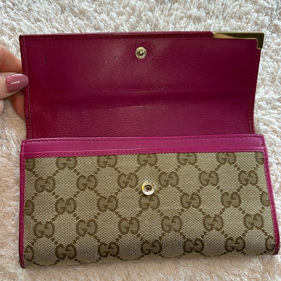 SALE🛍️ Gucci Wallet Canvas w Pink Leather - Picture 6 of 8